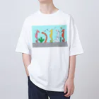 森図鑑の[森図鑑] 仲間に入れて（背景水色） Oversized T-Shirt