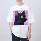 73GTCのかっこいい黒猫3 オーバーサイズTシャツ