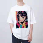 80s pop anime artのキュートな9 0 sアニメスタイル オーバーサイズTシャツ