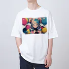 tokyo_citypopのkawaii 東京ガールアート　風船　着物　原宿 オーバーサイズTシャツ