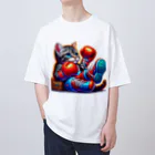 ニャーちゃんショップのボクサーになった猫 オーバーサイズTシャツ