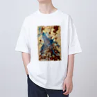 made blueのWatercolor wolf - carob & blue オーバーサイズTシャツ