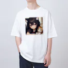 かさぎたすくのね子ちゃんと子ネコ　ん？ オーバーサイズTシャツ