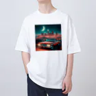 レモングラスの赤色のアメリカ車　ノスタルジック オーバーサイズTシャツ