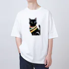 幸運のしっぽの黒猫と虹の首輪 Oversized T-Shirt