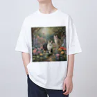 夜のねこの猫の楽園 オーバーサイズTシャツ