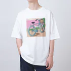 おもかわさんのカラフルなレトロ自転車💐 オーバーサイズTシャツ