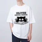 mihamaneko の美浜ねこロゴ白黒 オーバーサイズTシャツ