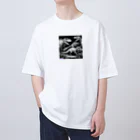 だまショップ@子ども向けのモノクロ恐竜くん3号 Oversized T-Shirt