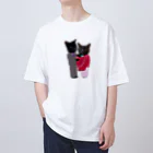 Parallel_merchの黒猫の親子 Oversized T-Shirt