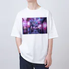 w.vv.vvのサイバーパンク夜の芸者写真 オーバーサイズTシャツ