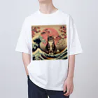 ParadigmStar　パラダイムスターの浮世絵猫　波桜 オーバーサイズTシャツ