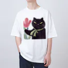 ともちのラクガキ🖍(チーム防衛部)のジェントル黒猫さんTシャツ オーバーサイズTシャツ