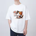 ニケちゃんショップのLINEスタンプっぽいキュートなネコちゃん オーバーサイズTシャツ