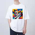 大人かわいい動物の世界のカラフル猫 Oversized T-Shirt