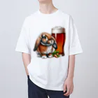 bottaの可愛いウサギ(垂れ耳ビール)カラー03 オーバーサイズTシャツ