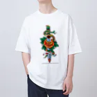 ファンシーTシャツ屋の蛇と薔薇のダガータトゥーデザイン オーバーサイズTシャツ