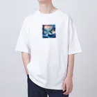 Passionista Lifestyle Emporium : 情熱的なライフスタイルエンポリウムの極光の冬景色とトナカイ Oversized T-Shirt