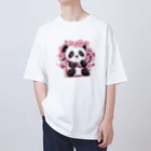 waterpandaの満開桜とパンダ オーバーサイズTシャツ