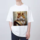 esmeralda64のブルーダイヤモンドの猫王 オーバーサイズTシャツ