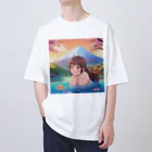 west97の富士山絶景にある露天風呂のかわいい女の子 オーバーサイズTシャツ