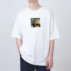 戦国時代マニアの日の光を受けて輝く大阪城 Oversized T-Shirt