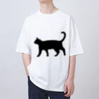 Teatime ティータイムの黒猫は見ていた　ねこ Oversized T-Shirt