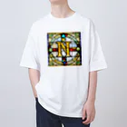 alphabet stained glassのstained glass N Oversized T-Shirt