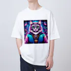 AIフォトSHOPのイケ猫DJ オーバーサイズTシャツ