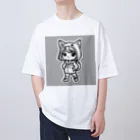 にゃんまる堂の猫耳　パーカー　モノクロ オーバーサイズTシャツ