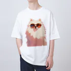 AQUAMETAVERSEのサングラスをかけた、かわいい犬 Marsa 106 オーバーサイズTシャツ