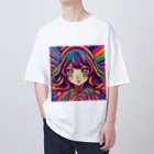 NonsenseCatのサイケ少女 Oversized T-Shirt