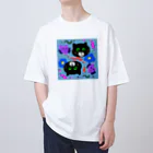 sara nerdの黒猫　2匹 オーバーサイズTシャツ