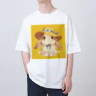 AQUAMETAVERSEの帽子をかぶった可愛いウサギ Marsa 106 オーバーサイズTシャツ