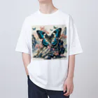 momonekokoの岩場の上で華やかに舞う蝶と咲き誇る花々 Oversized T-Shirt