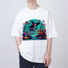 かるるんショップの骸骨紳士シリーズ　雨ニモマケズ、風ニモマケズ Oversized T-Shirt