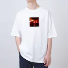 kyuamomoichiのレッドファイヤー オーバーサイズTシャツ