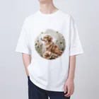 Petia Bloomの愛らしい花とキュートな犬 Oversized T-Shirt