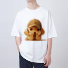 AQUAMETAVERSEのキャプをかぶった可愛い子犬 Marsa 106 オーバーサイズTシャツ