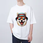 柴犬に囲まれたいのカラフルなバケハをかぶった柴犬 Oversized T-Shirt