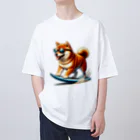 柴犬に囲まれたいのサーフィンするかわいい柴犬の子犬 Oversized T-Shirt