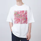 ペコりんショップのピンクフラワーバタフライ オーバーサイズTシャツ