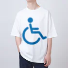 お絵かき屋さんの車椅子マーク（青） オーバーサイズTシャツ