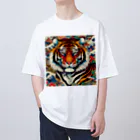 chaochao0701の浮世絵風　虎（顔）"Ukiyo-e style tiger (face)."  "浮世繪風格的虎（臉）。 Oversized T-Shirt