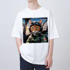 nekoと鉄のパイロット猫 オーバーサイズTシャツ