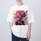 AQUAMETAVERSEの夕焼けに舞う、仮面の戦姫 Marsa 106 オーバーサイズTシャツ