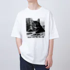 黒猫ファブリックのWhat will be, will be（なるようになるさ） Oversized T-Shirt