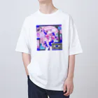 ムラサキゲジゲジのオンラインショップのマカロン ぐちゃぐちゃサイバー Oversized T-Shirt