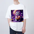 メロンパン猫の土星でドーナツ食べたい オーバーサイズTシャツ