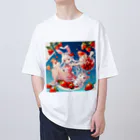 ピンクリボンのいちごうさぎ02 Oversized T-Shirt